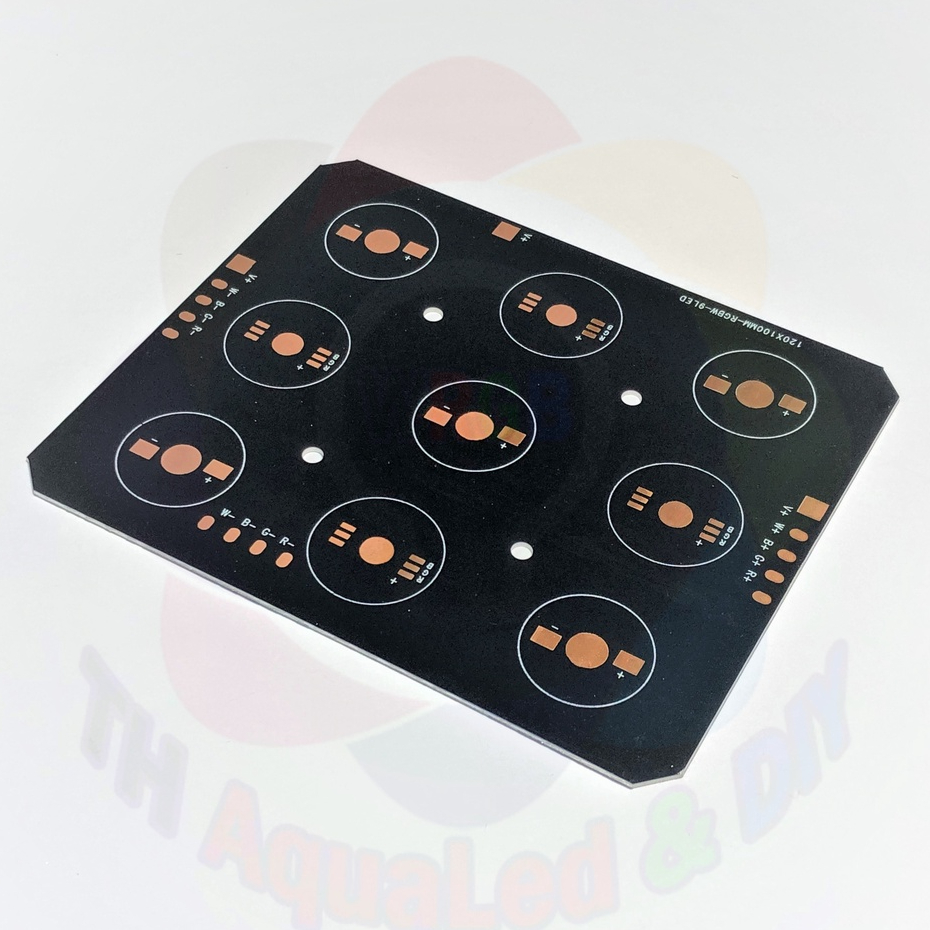 Mạch LED vuông RGB 9 vị trí Đế LED 4 kênh WRGB 12Volt cho chip led Luxeon RGB 6 chân và 2 chân phối 