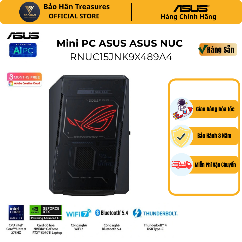 Mini PC ASUS ASUS NUC RNUC15JNK9X489A4 (Ultra 9 275HX/ ( 2x16GB ) DDR5-6400/1TB Gen4 NVMe/Wifi7/RTX 