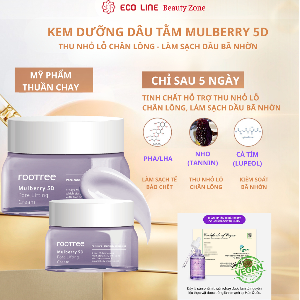 Kem dưỡng rootree hỗ trợ thu nhỏ lỗ chân lông giúp làm sạch da làm giảm tế bào chết giúp làm sáng da