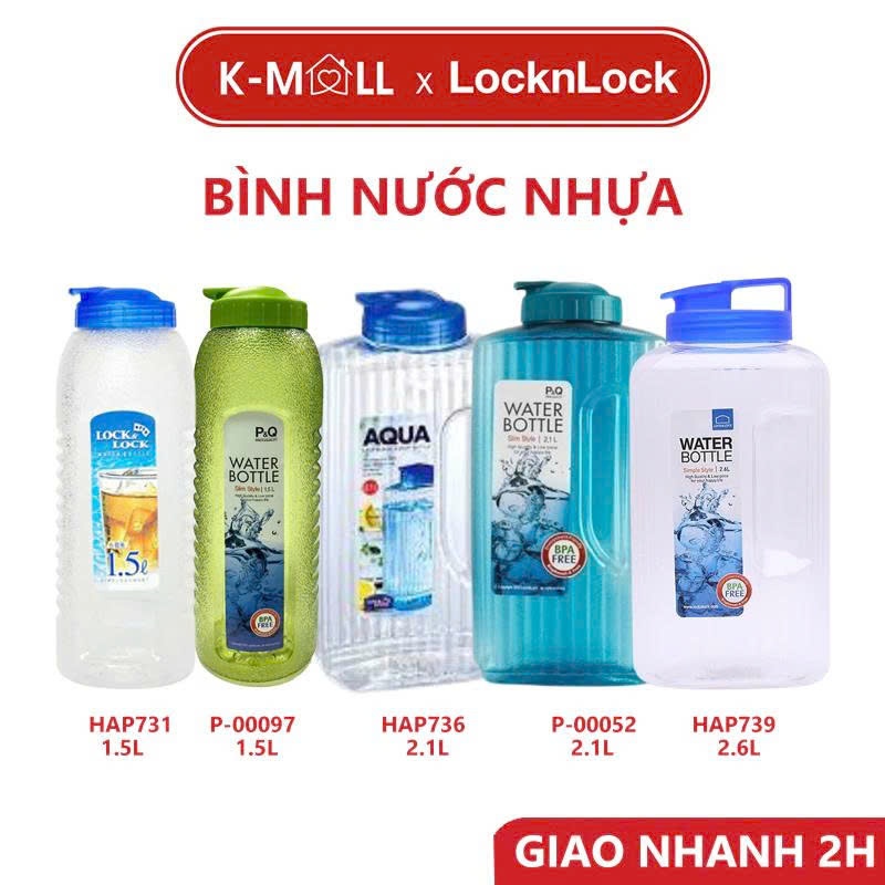 Bình đựng nước LocknLock Water Bottle BPA Free HAP739 2.6L HAP730 HAP736 P-00052 nhiều size - K-MALL