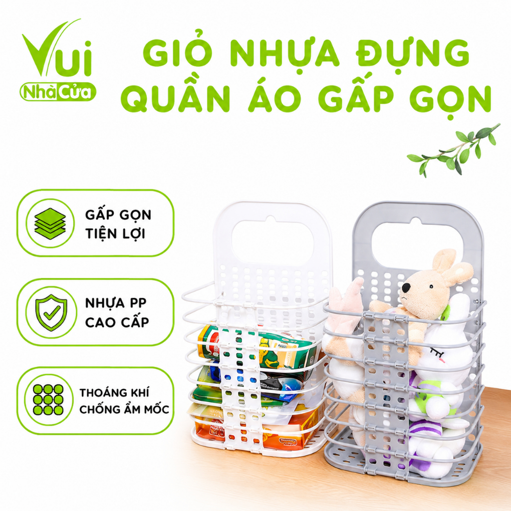 Giỏ Nhựa Đựng Quần Áo Gấp Gọn Nhựa Việt Nhật GD68 - Giỏ Đựng Đồ Treo Tường Gấp Gọn Chịu Lực Tốt