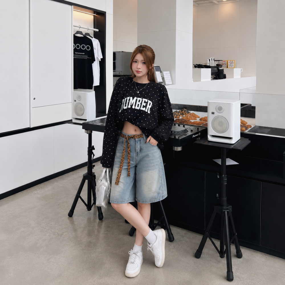 Quần Short Jeans lửng MIAA wash cạp thấp ống rộng form unisex nam nữ, Quần đùi bò nữ đủ size nhiều màu | BigBuy360 - bigbuy360.vn
