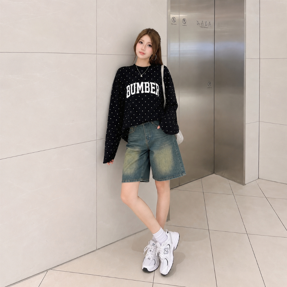 Quần Short Jeans lửng MIAA wash cạp thấp ống rộng form unisex nam nữ, Quần đùi bò nữ đủ size nhiều màu | BigBuy360 - bigbuy360.vn
