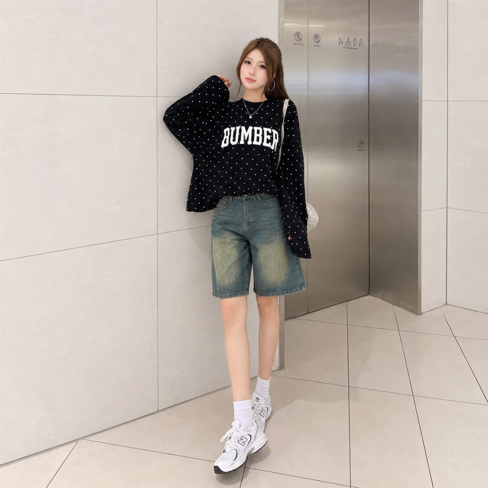 Quần Short Jeans lửng MIAA wash cạp thấp ống rộng form unisex nam nữ, Quần đùi bò nữ đủ size nhiều màu | BigBuy360 - bigbuy360.vn