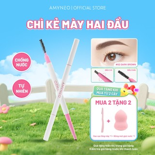 Chì Kẻ Mày AMYNEO 2in1 Siêu Mảnh Chống Nước Chống Lem Lâu Trôi Tự Nhiên Dễ Dùng Cho Người Mới