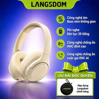 Tai Nghe Chụp Tai Bluetooth Langsdom HBN09, Bass đỉnh cao, Pin 39h,  ANC, 04 MIC ENC, V5.4