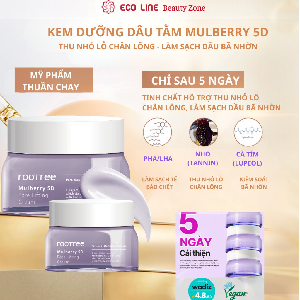 Kem dưỡng rootree hỗ trợ thu nhỏ lỗ chân lông giúp làm sạch da làm giảm tế bào chết giúp làm sáng da