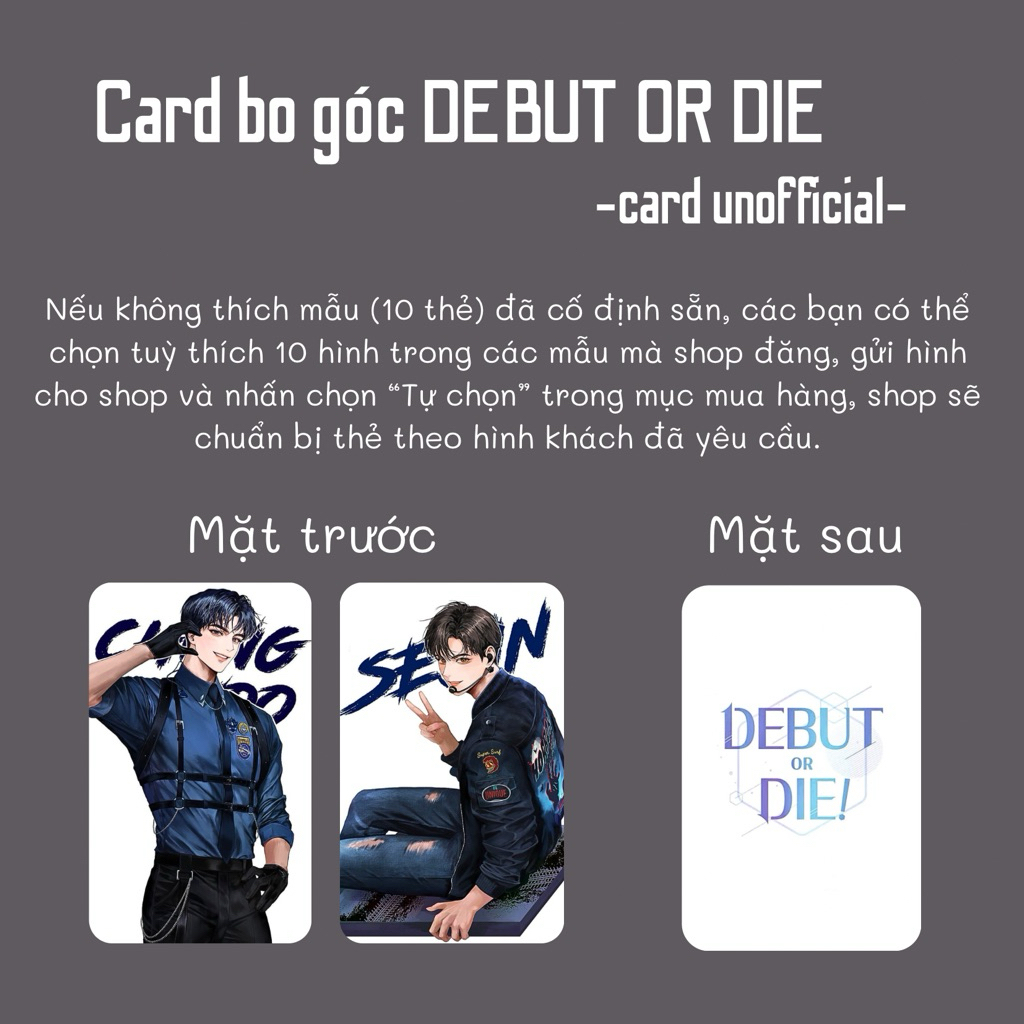 (UNOFF) SET 10 CARD BO GÓC DEBUT OR DIE