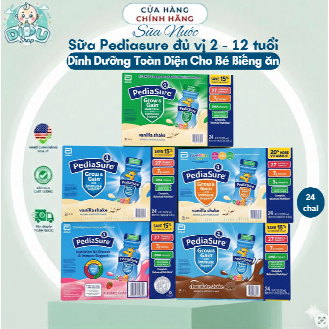 Sữa Nước PediaSure Thùng Mỹ Đủ Vị dinh Dưỡng Toàn Diện Cho Bé Biếng ăn