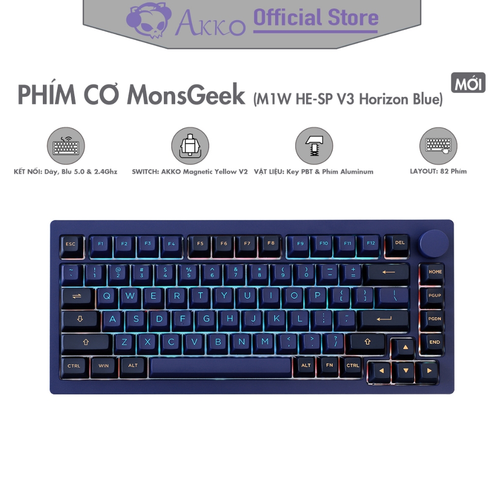 Phím cơ AKKO MonsGeek M1W HE-SP V3 Horizon Blue [ Hotswap / RGB / Multi Mode / Magnetic Switch / 82 