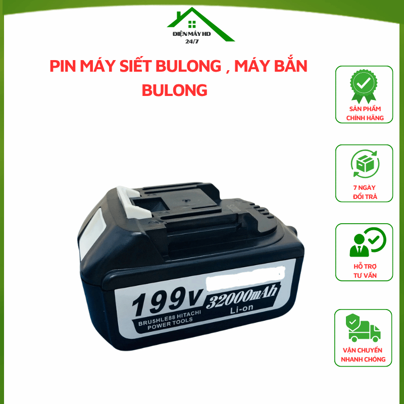 Pin 199V dung lượng 32000mAh, pin 10 cell