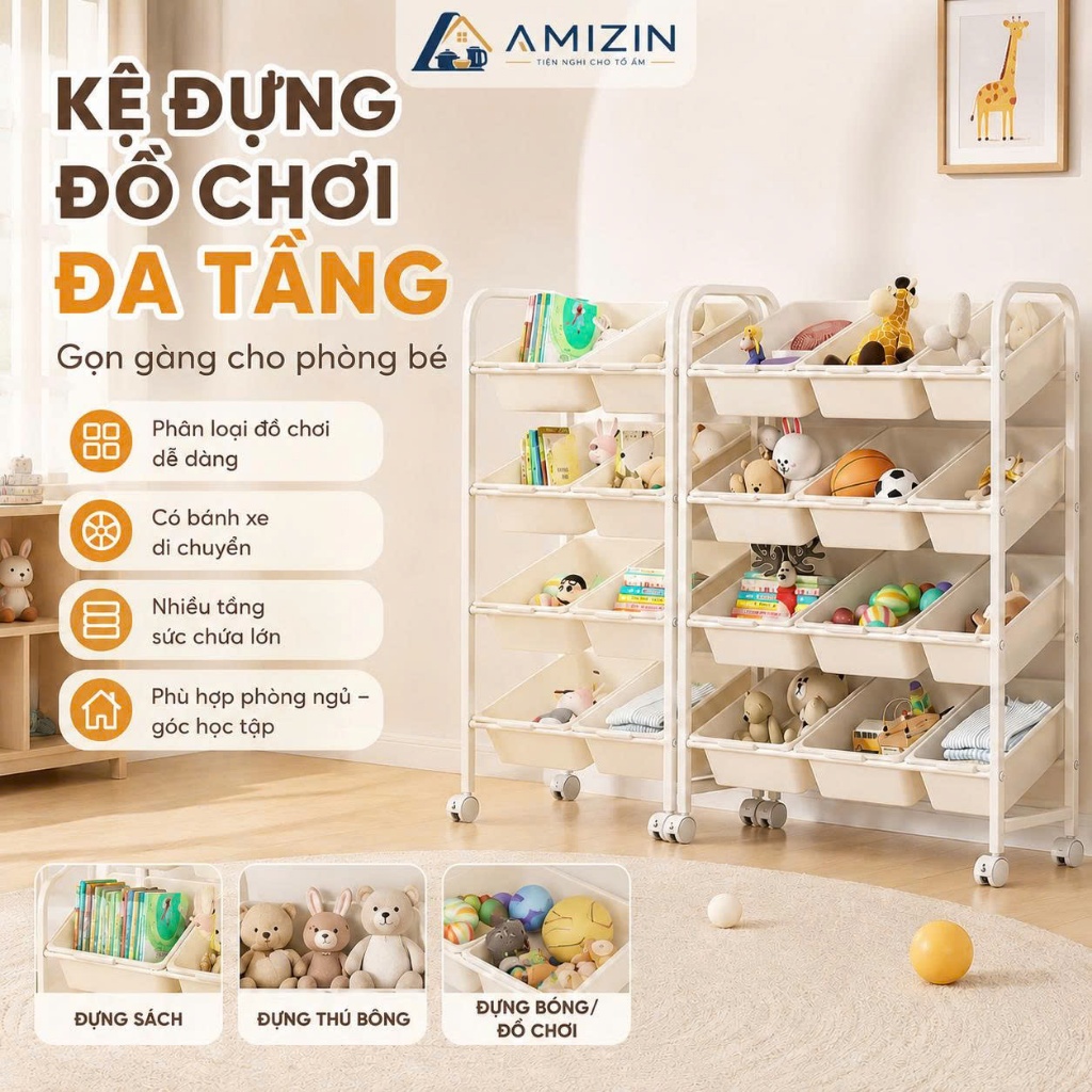 KỆ ĐỂ SÁCH GIÁ CHIA ĐỒ CHƠI CHO TRẺ EM YTC HOUSE babee