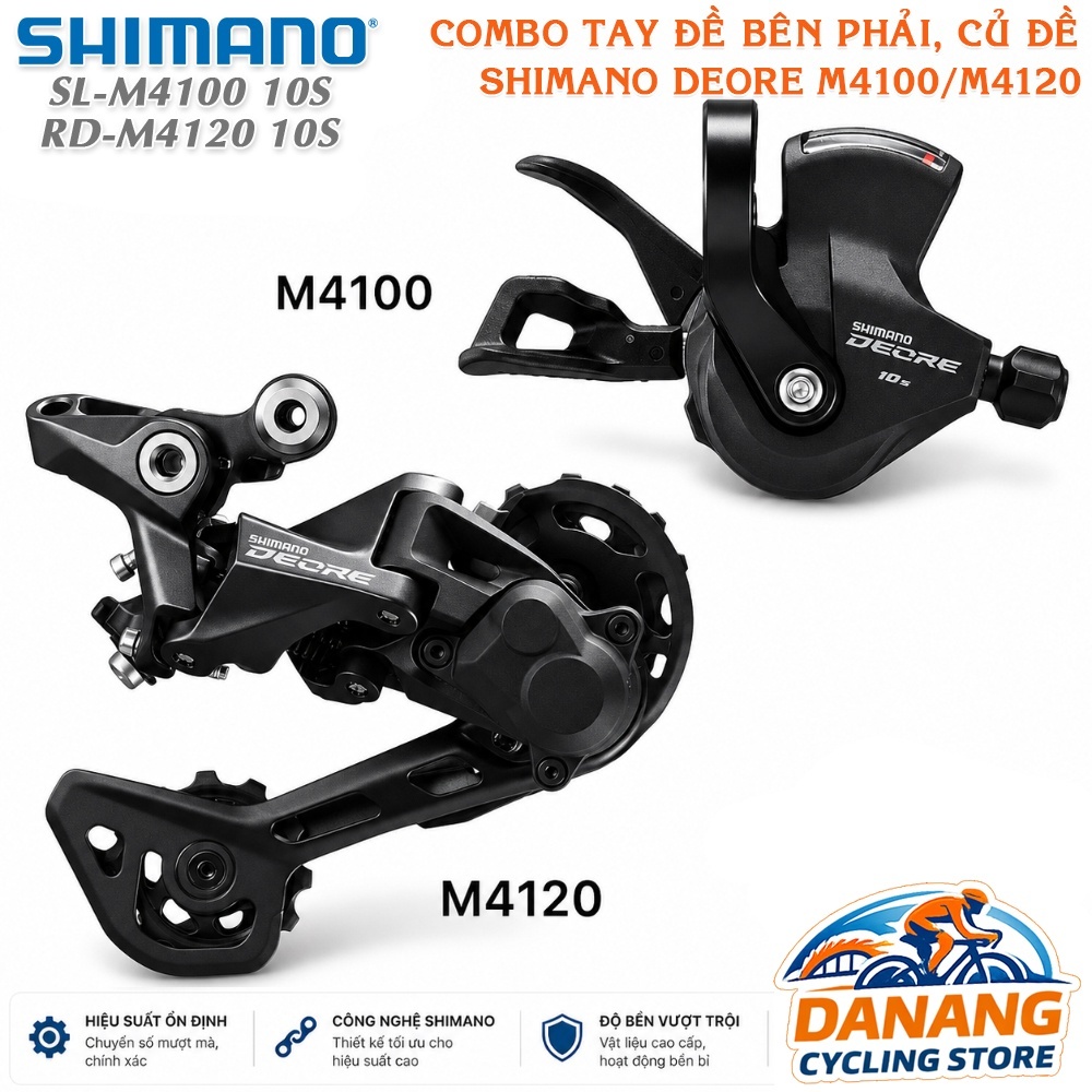 Combo Tay Đề Phải + Củ Đề Xe Đạp SHIMANO Deore 10 Tốc Độ M4100/M4120 - Chính Hãng, Không Hộp