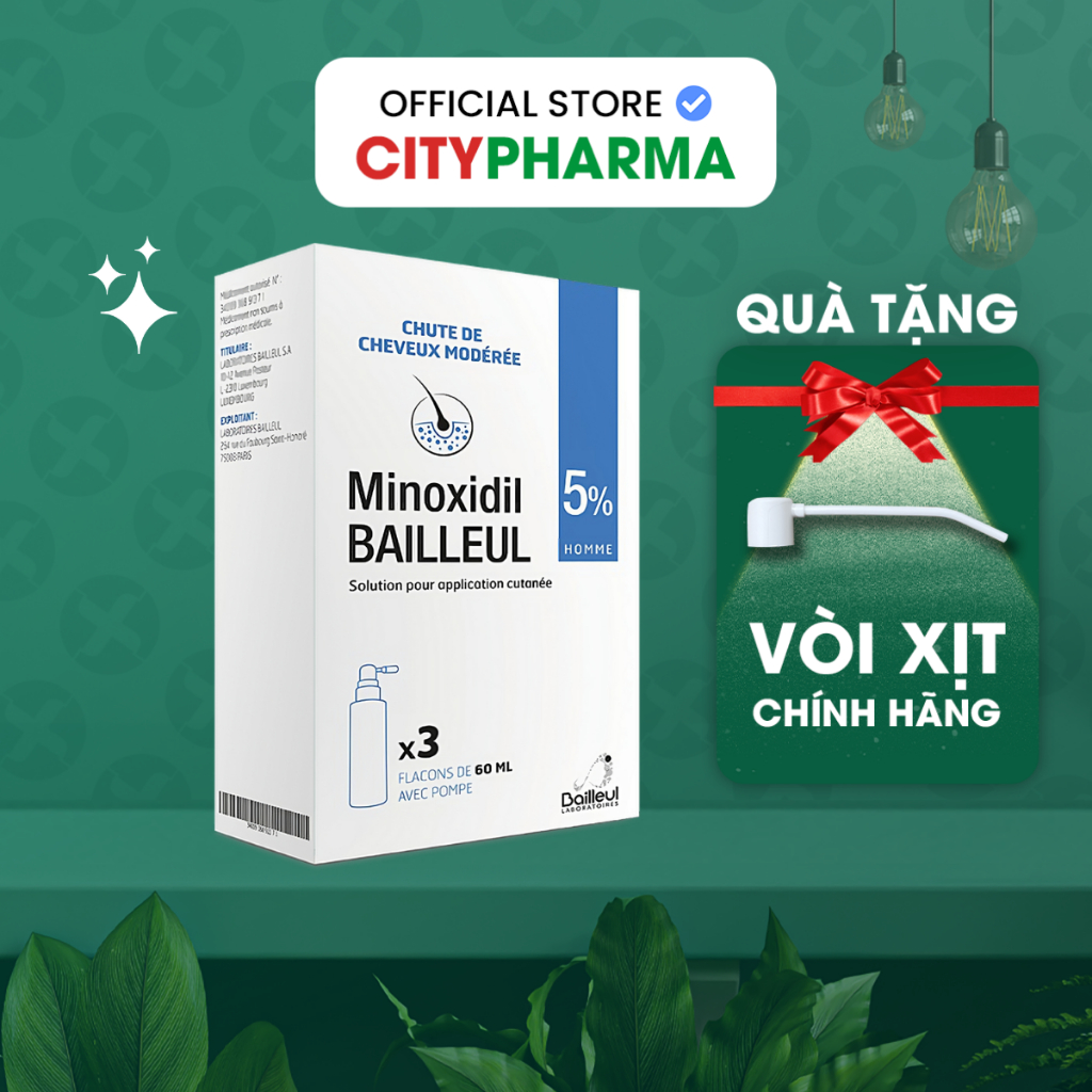 Xịt Mọc Tóc Minoxidil 5% Chính Hãng Pháp, Hỗ Trợ Giảm Rụng, Hói, Cải Thiện Tóc Thưa, Chăm Sóc Nang Tóc