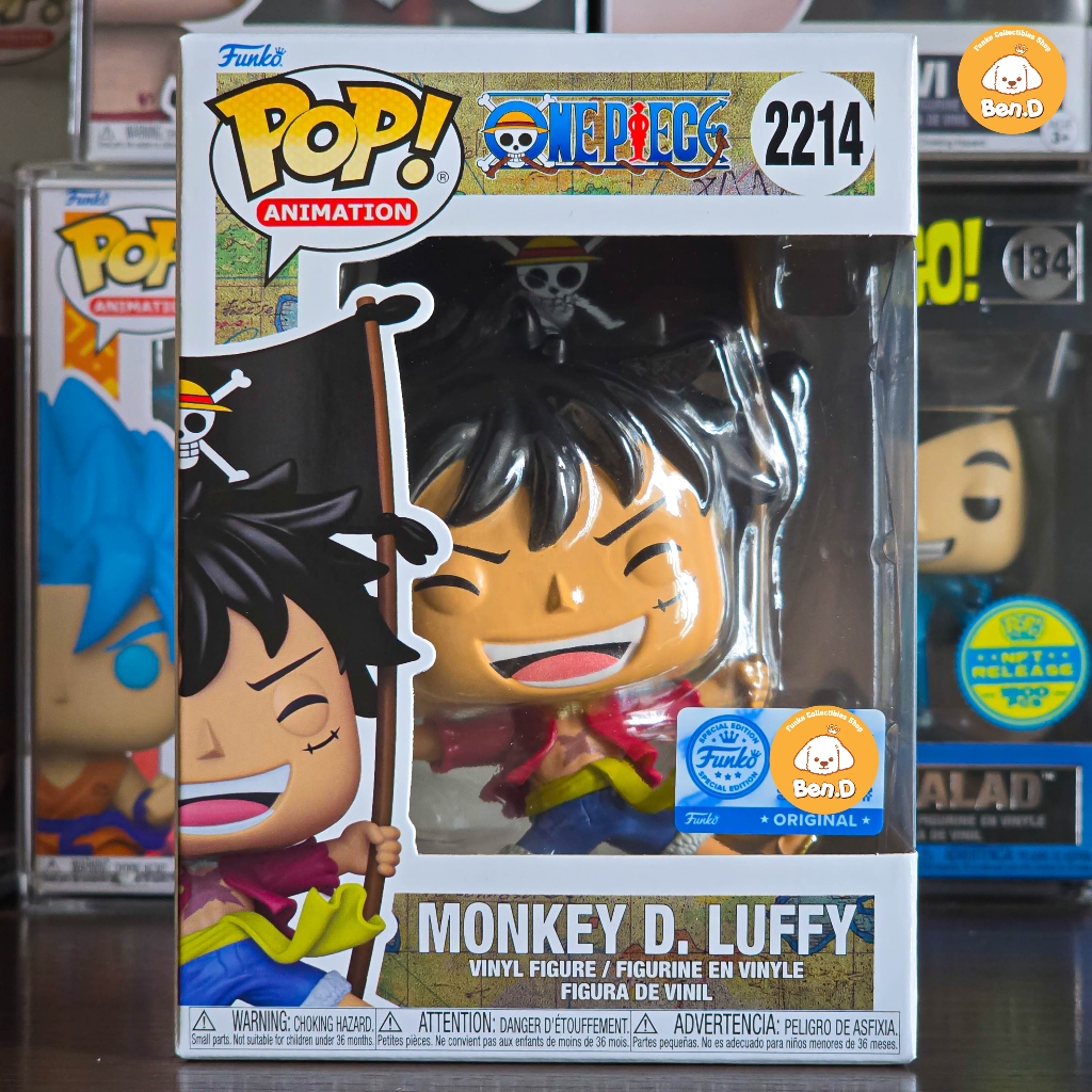 Mô hình Funko POP Animation: One Piece - Luffy with Flag #2214, Entertainment Earth Exclusive