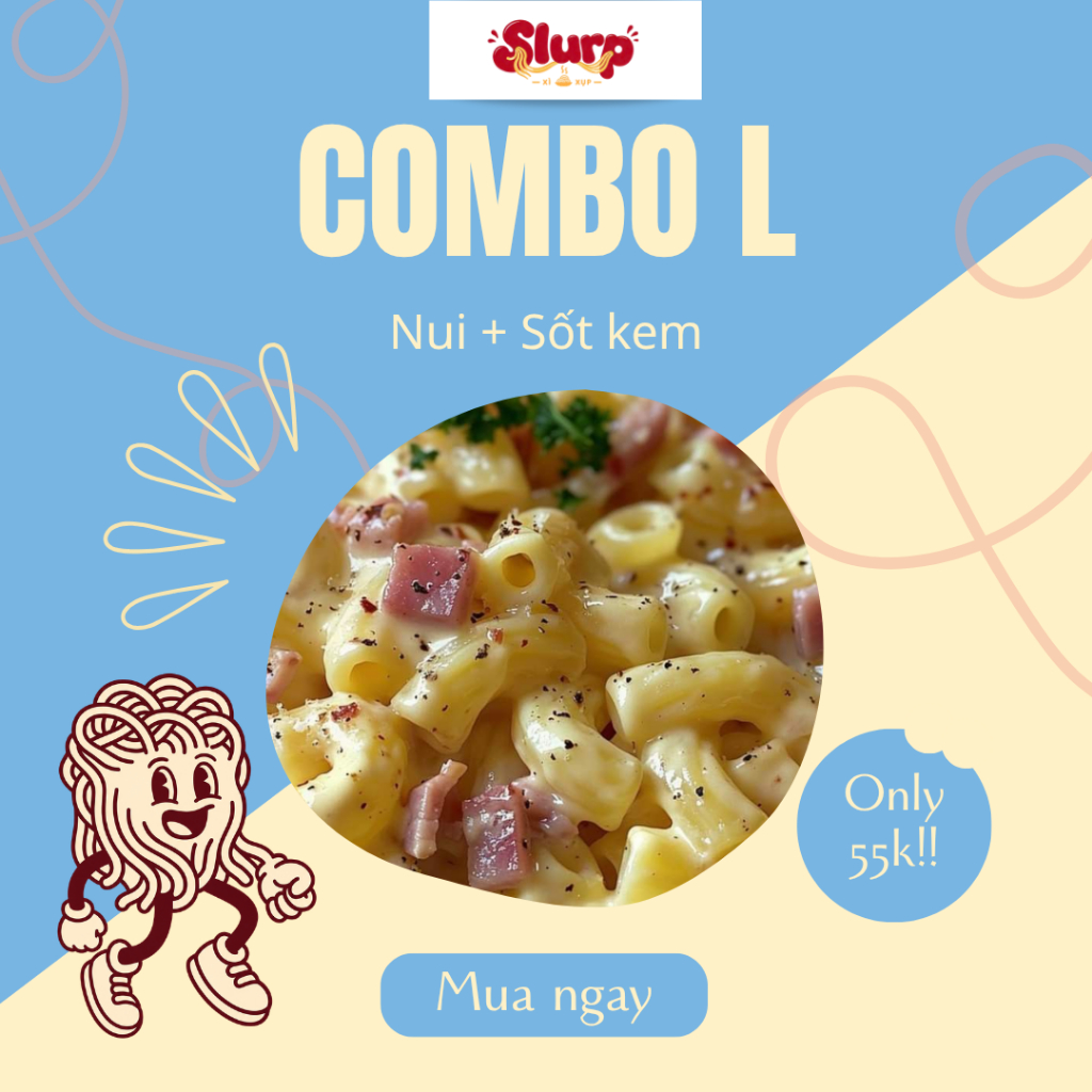 Nui Sốt Kem Slurp - Xi Xụp | Nui Pasta | Béo Ngậy, Dễ Chế Biến