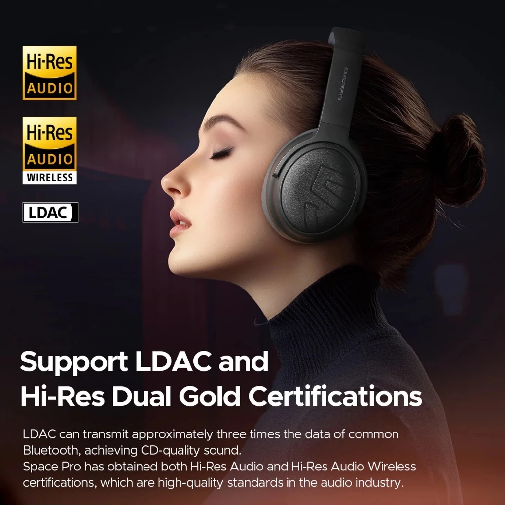 Tai Nghe Chụp Tai Bluetooth SoundPEATS Space Pro - BH 12 Tháng Chính Hãng - Chống Ồn ANC Đỉnh Cao | BigBuy360 - bigbuy360.vn