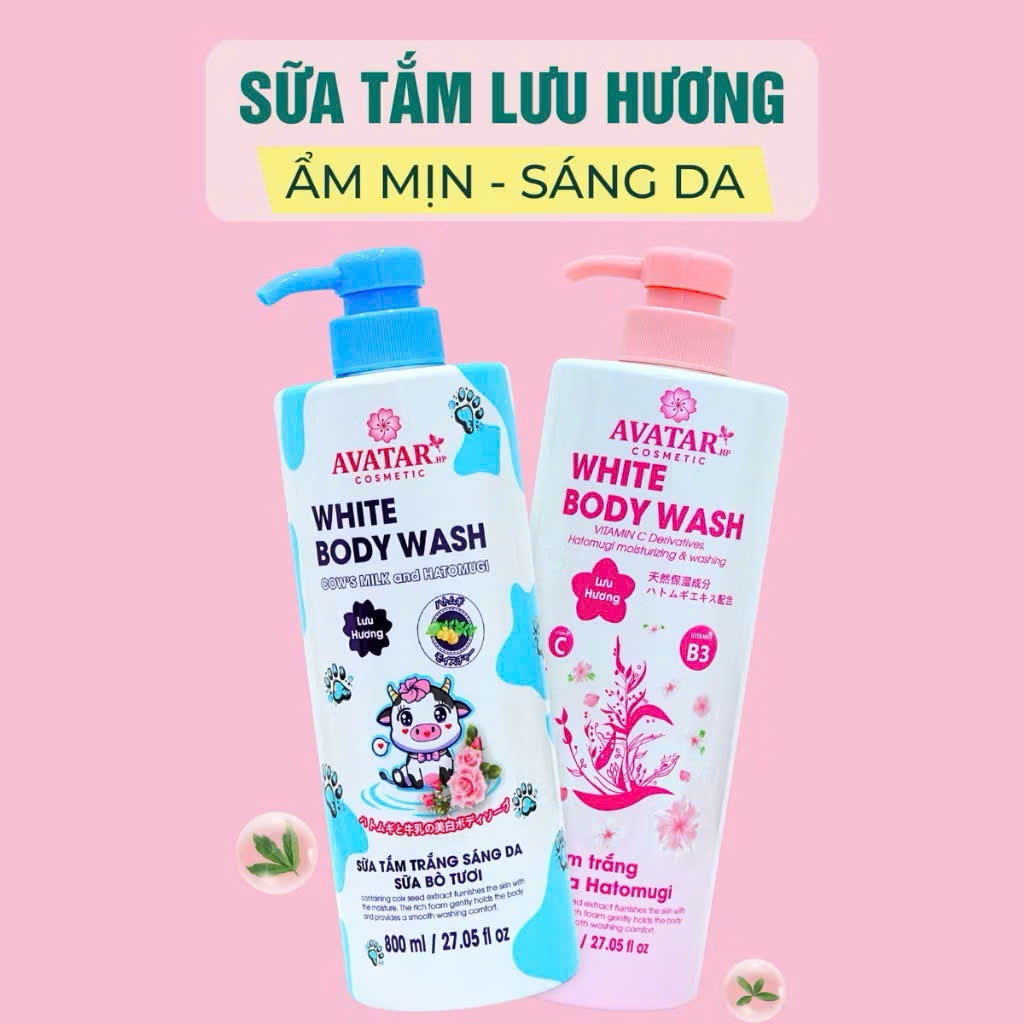 Sữa Tắm Trắng Sáng Da Sữa Bò Tươi - Avatar White Body Wash 800ml