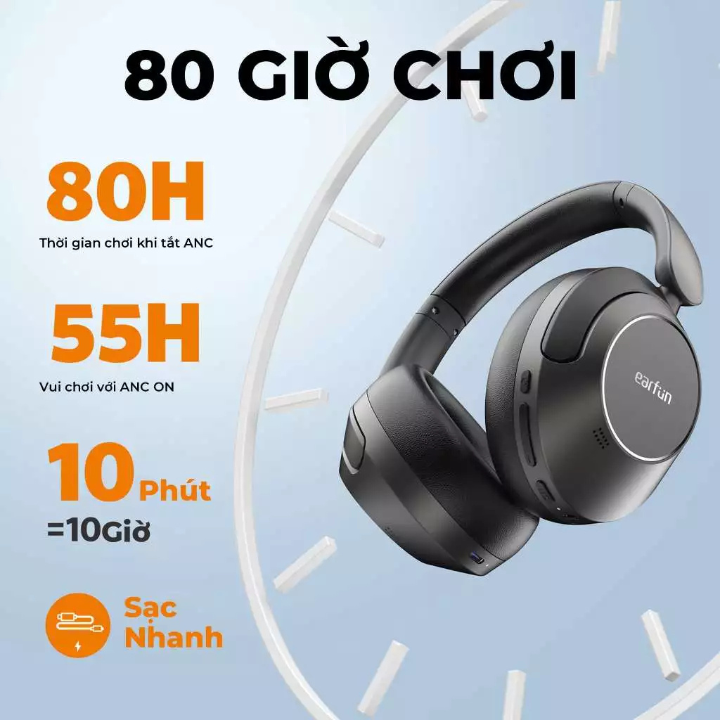 Tai Nghe Bluetooth Chụp Tai Earfun Wave Pro Chống Ồn ANC 45dB - Bảo Hành 12 Tháng Chính Hãng