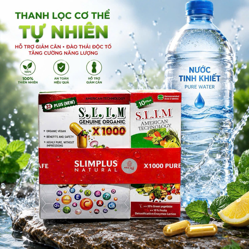 [Tặng xổ mỡ] Giảm cân nâng mông Slim and fit x1000,giảm cân  slimfit Phương Lan Phạm mẫu mới 1 hộp 3
