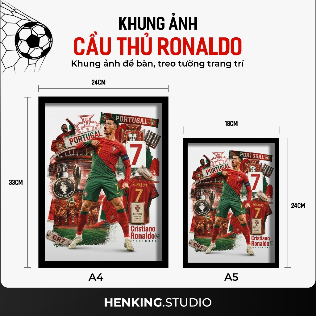 Khung Ảnh Cầu Thủ Bóng Đá Cristiano Ronaldo CR7 - Khung Ảnh Để Bàn Treo Tường Trang Trí Nhà Cửa