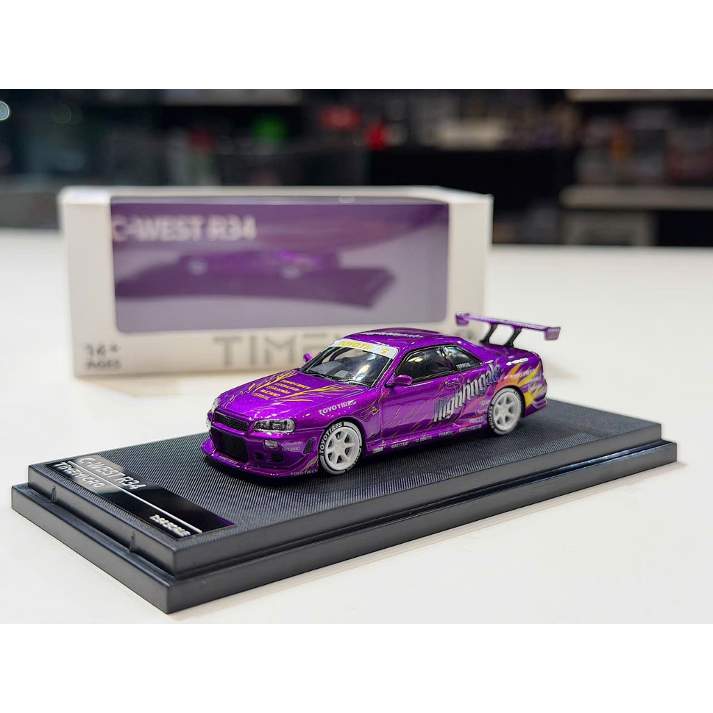 XE MÔ HÌNH NISSAN SKYLINE GT-R R34 "DRIFTING FLAMES",TỶ LỆ 1/64 TIME MICRO