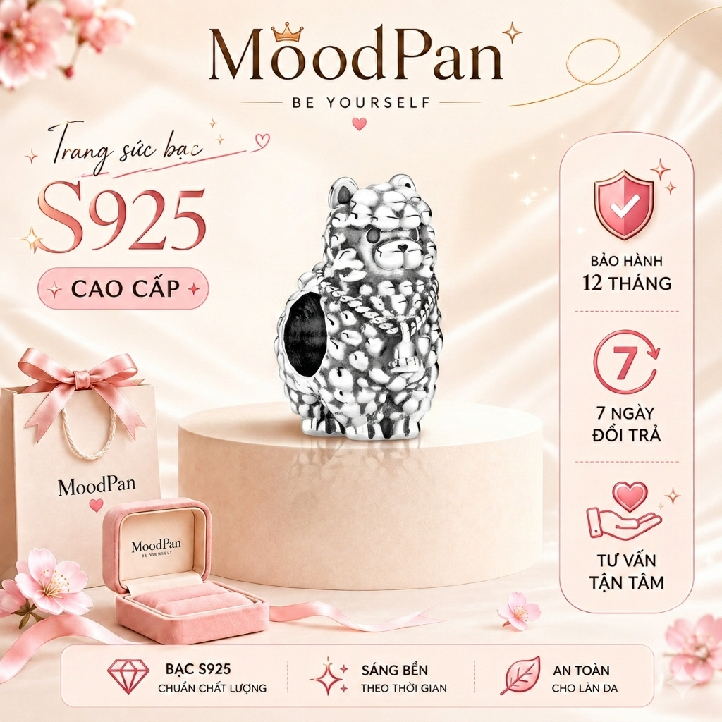 Charm Bạc Lys Fluffy Llama Bé Llama Mềm Mại Đáng Yêu 1501 - Charm Bạc S925 cao cấp