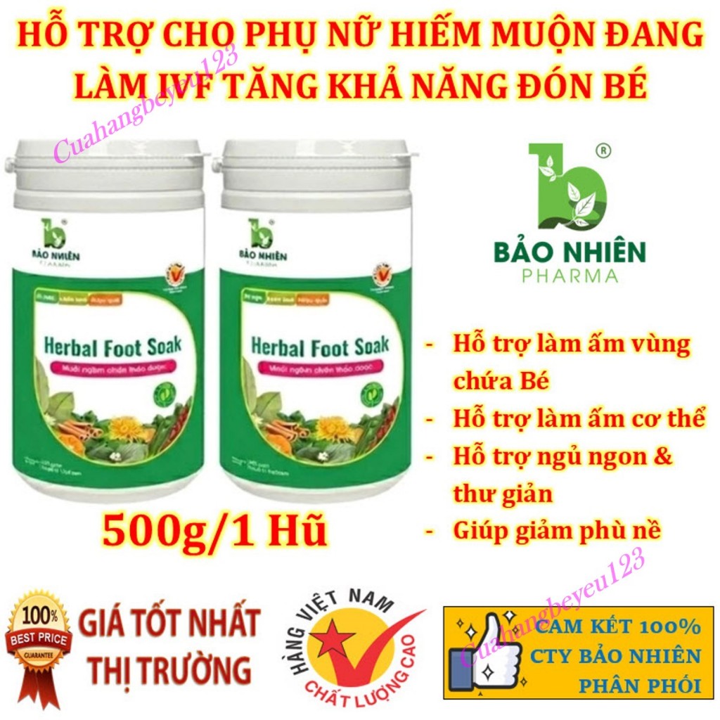 01 - 02 Hũ Muối ngâm chân IVF Bảo Nhiên (500gr/Hũ) - Dành cho phụ nữ chuẩn bị làm IVF BN