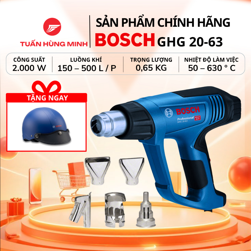 Máy Thổi Hơi Nóng Bosch GHG 20-63, 06012A62K0 Nhiệt Độ Lớn, Điều Khiển Linh Hoạt Chính Hãng Giá Tốt 