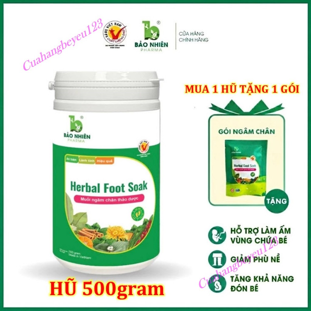(CHỌN QUÀ) Muối ngâm chân thảo dược IVF Bảo Nhiên (500gr/Hũ) - Giữ ấm tử cung cho người chuẩn bị làm
