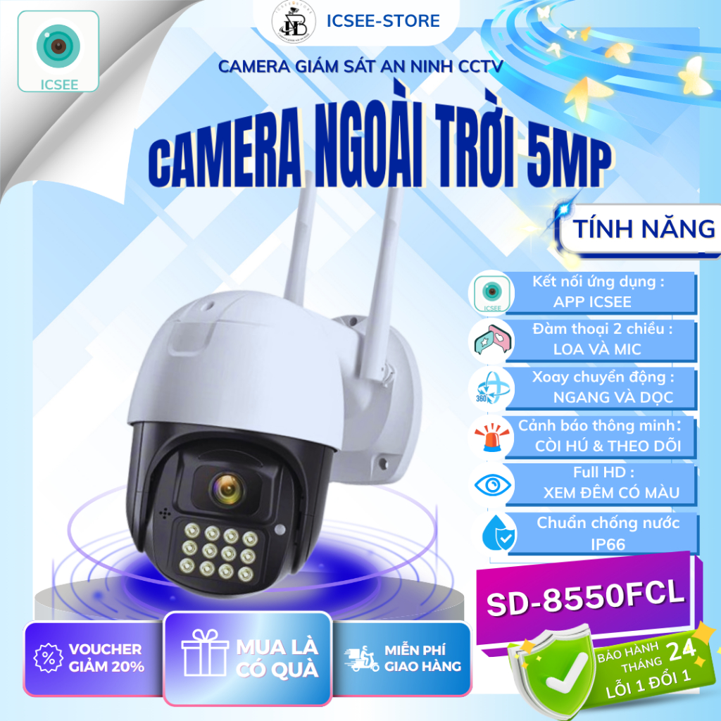 Camera ngoài trời iCSee IPC-SD8550FCL - Camera giám sát đàm thoại 2 chiều - đàm thoại 2 chiều - chốn