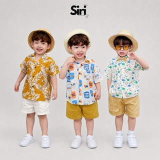 Set sơ mi tơ đũi cho bé trai đi biển áo họa tiết nổi bật bộ quần áo 8 đến 25 kg Siri kids tổng hợp