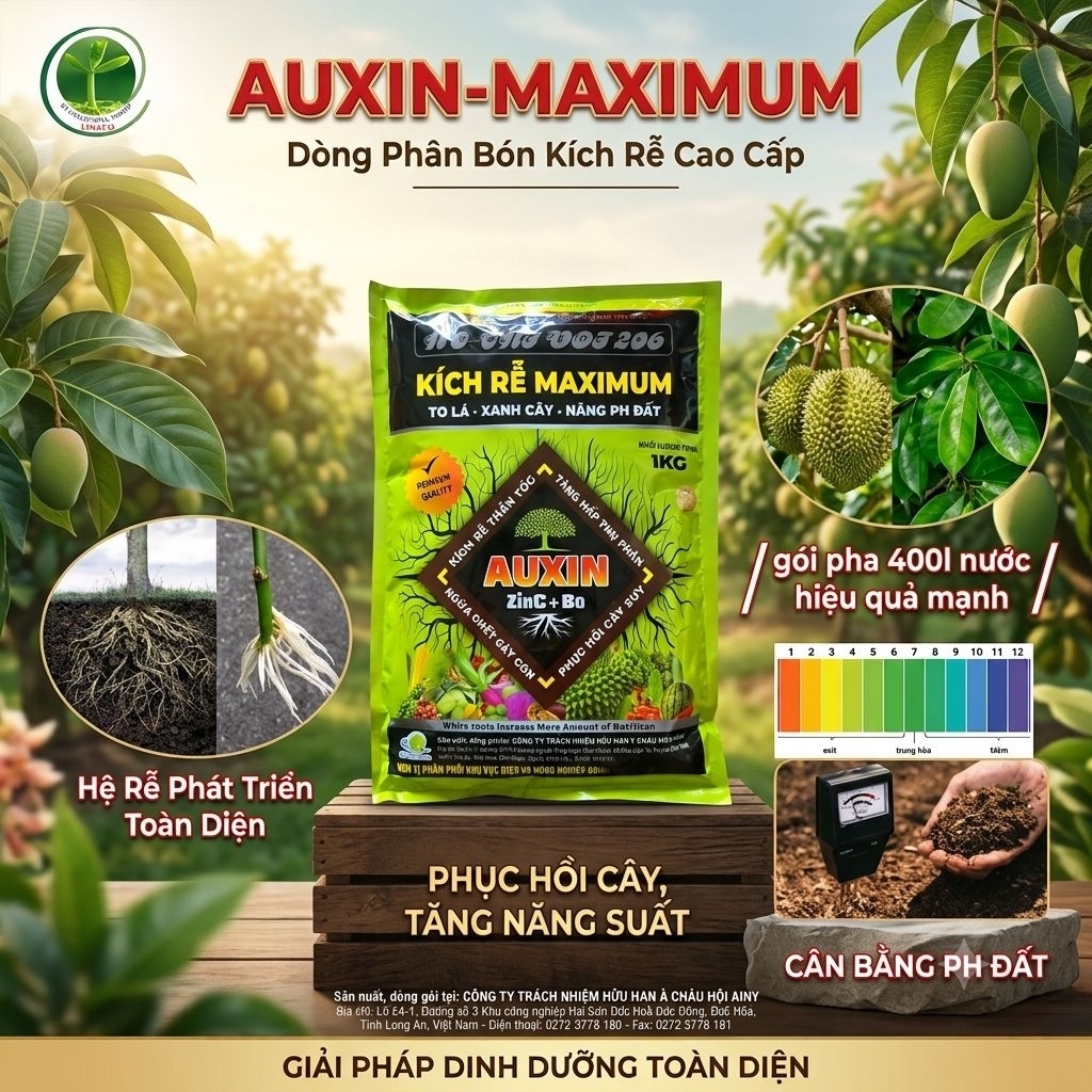 Kích rể MAXIMUM AUXIN zinC nâng PH chuyên phục hồi cây suy gói 1kg