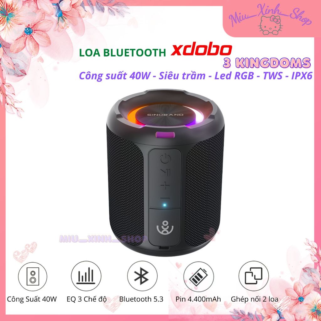 💞Chính hãng💞 Loa Bluetooth Xdobo 3 Kingdoms 40W Siêu Trầm Bản Nâng Cấp Của Xdobo Draco Mini, Tronsma