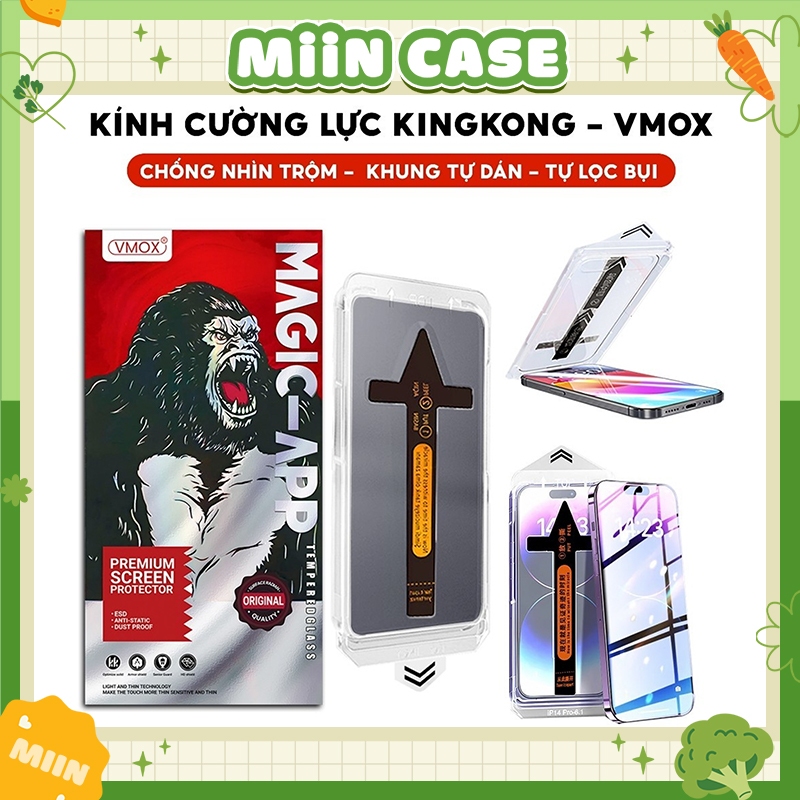 Kính Cường Lực iPhone Magic Box Khung Tự Dán,Tự Hút Bụi, Chống Nhìn Trộm Cho iPhone X/XS/XR/11/12/13/14/15/16/17Pro/Max | BigBuy360 - bigbuy360.vn