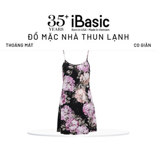 Đầm ngủ nữ iBasic nữ thun hai dây họa tiết hoa văn 7916-1