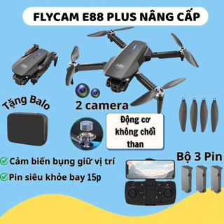 PIycam Mini, Flycam Giá Rẻ, Máy Bay Không Người Lái E88 PLUS Camera Kép,Chế Độ Cảm Biến Tránh Giữ Vị Trí Độ Cao