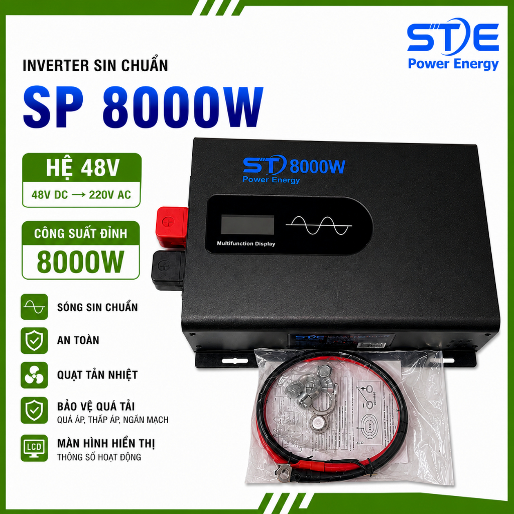 Inverter Sin Chuẩn STE-D 8000W 48V Sang 220V – Bộ Chuyển Đổi Nguồn-Phân Phối STE Power Energy