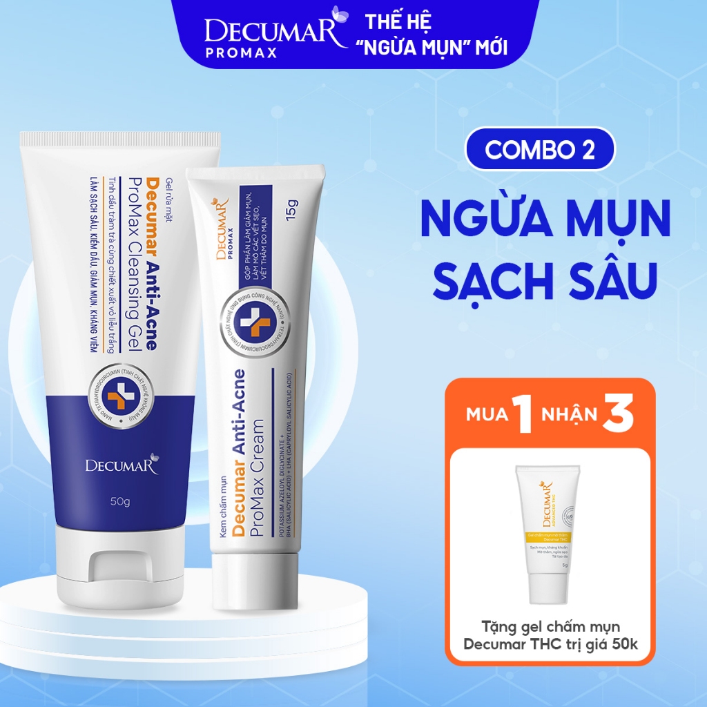 Bộ đôi giảm mụn thế hệ mới Decumar Promax giúp giảm mụn nhanh, sạch sâu, dịu nhẹ làn da - DPM01, DPG