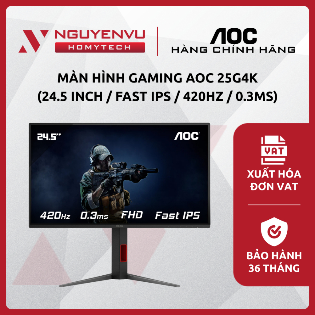 [Full VAT] Màn hình Gaming AOC 25G4K (24.5 inch/Fast IPS/420Hz/0.3ms) - CHÍNH HÃNG