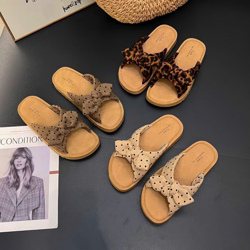 Dép nơ nữ chấm bi 208-692 fulbox - HACHI SHOES