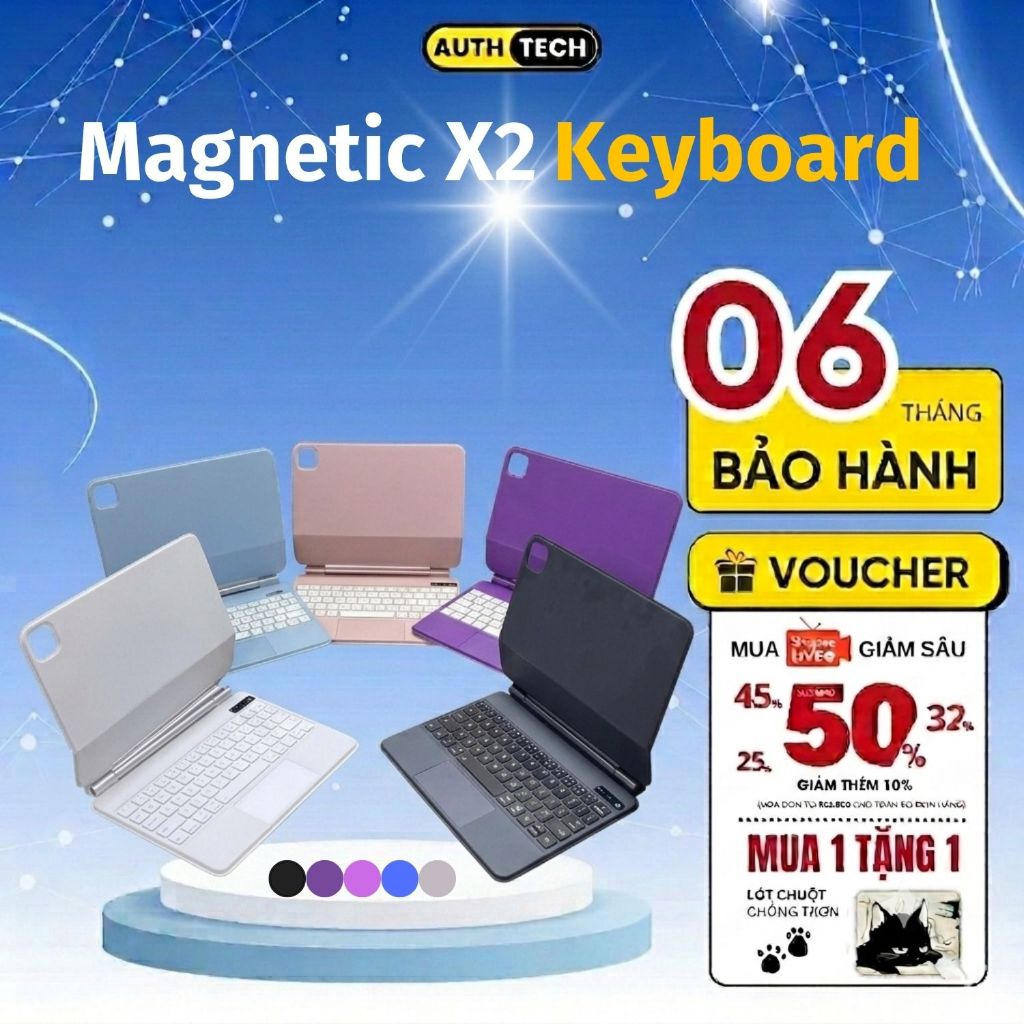 [Magnetic X2 Keyboard]Bao da bàn phím, ốp kèm bàn phím Magic Keyboard cho ipad Pro, Air 2018-2024