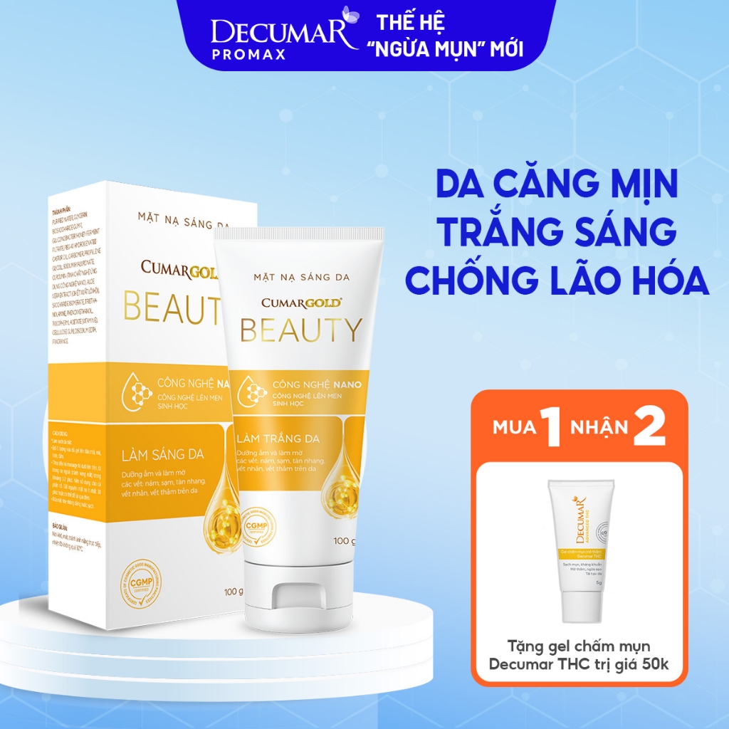 Mặt nạ sáng da CumarGold Beauty giúp da căng mịn, trắng sáng, mờ thâm nám, chống lão hóa - CMB02