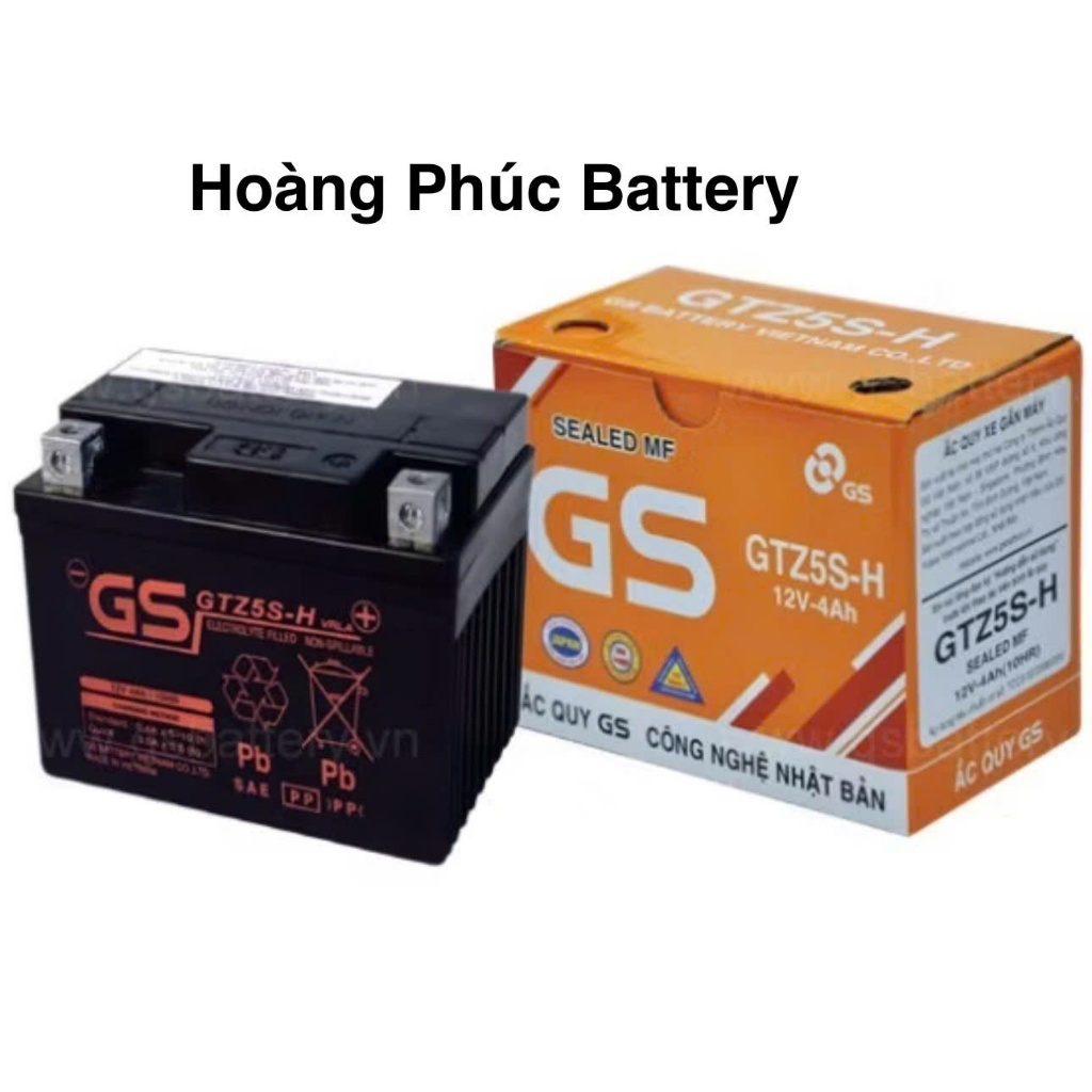 Bình acquy xe máy khô miễn bảo dưỡng GS GTZ5S-H (12V-4ah)