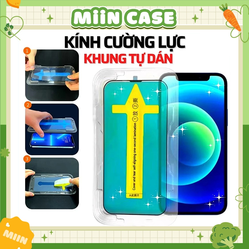 Kính Cường Lực iPhone Khung Tự Dán Cao Cấp, Full Màn - iP 6/6s/7/8/Plus/X/XS/XR/11/12/13/14/15/16/17/Pro/Max Miin | BigBuy360 - bigbuy360.vn