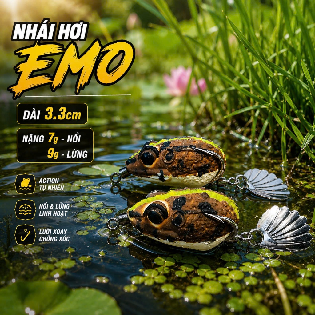 NHÁI HƠI CÂU LURE  E-MO mini 3.5cm (có phiên bản lưỡi độ)