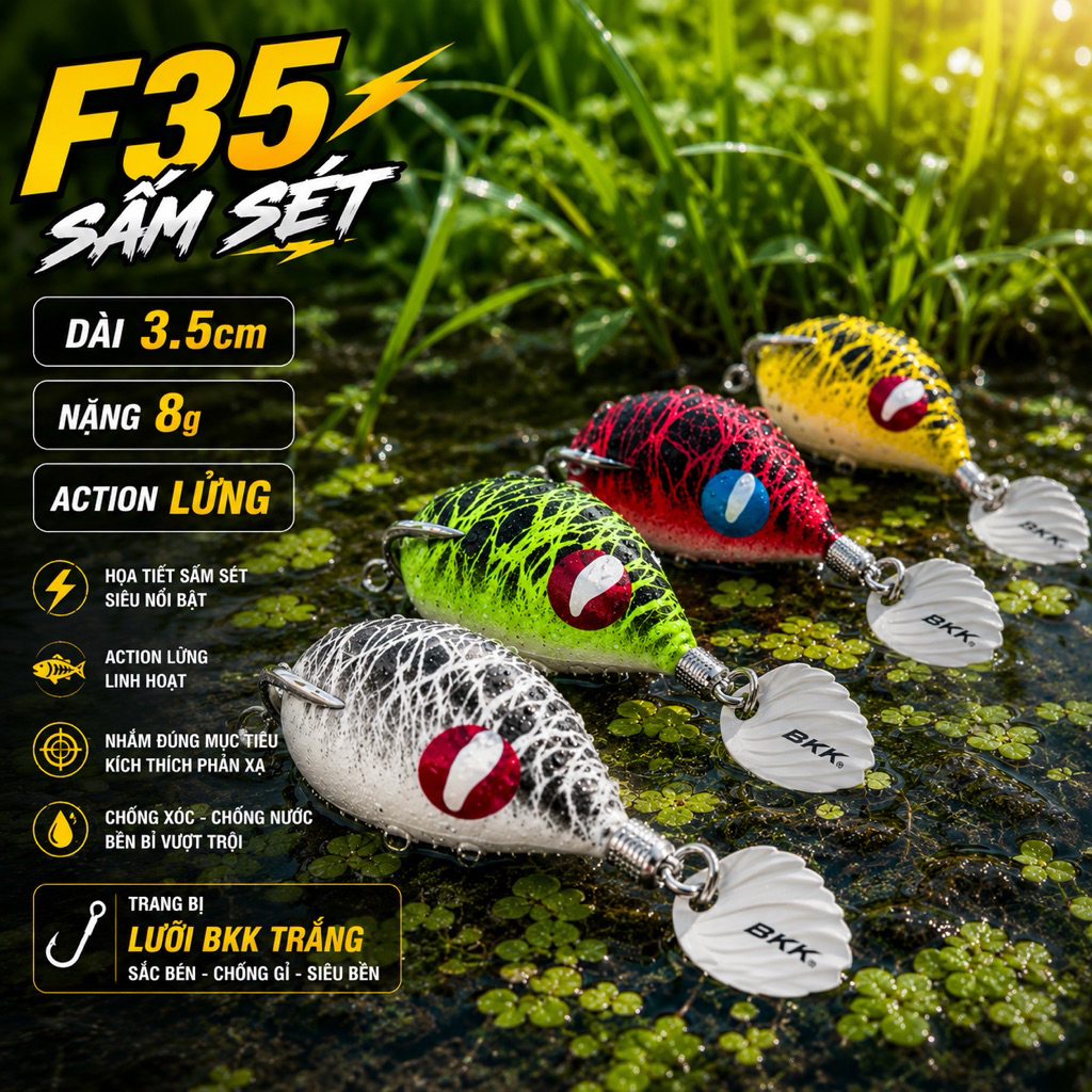 Nhái hơi CHÌ ĐÚC F35 Lưỡi BKK TRẮNG