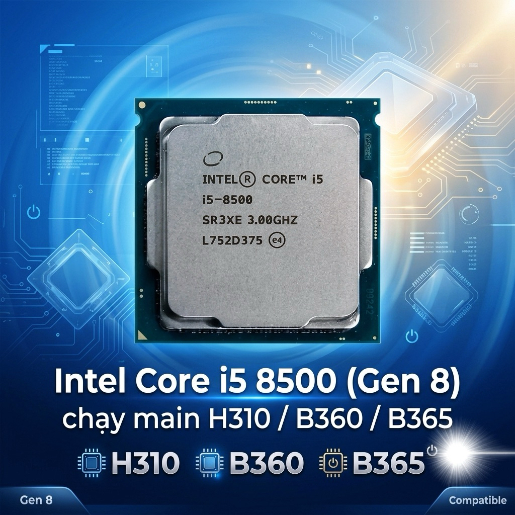 Cpu core i5 8500( i5 thế hệ 8) Chạy main H310/B360/365 (Bảo hành 03 tháng)