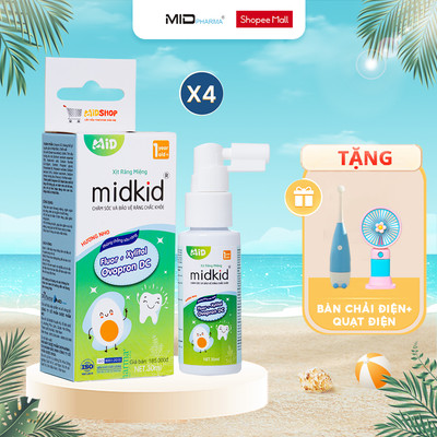 Liệu trình bảo vệ - Combo 4 hộp Xịt chống sâu răng Midkid cho bé giúp làm sạch giữ răng chắc khỏe