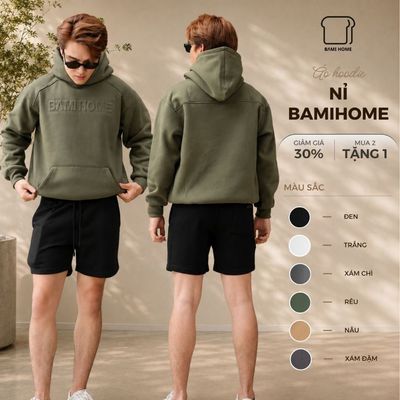 Áo hoodie nam unisex BAMIHOME, chất vải nỉ bông dày dặn, cao cấp, form basic, co giãn tốt AHD01